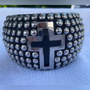 Bangle. Noi Brand. Black With Silver Embellishments And Crosses. NWT